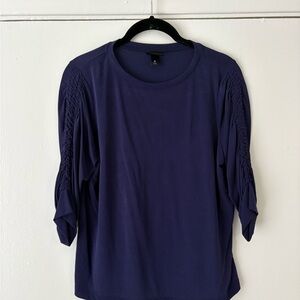 Mossimo Supply Co. Deep Blue Blouse with Ruched Sleeves